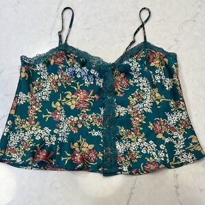 Victoria's Secret Vintage‎ Gold Label Green Floral Camisole Size Small